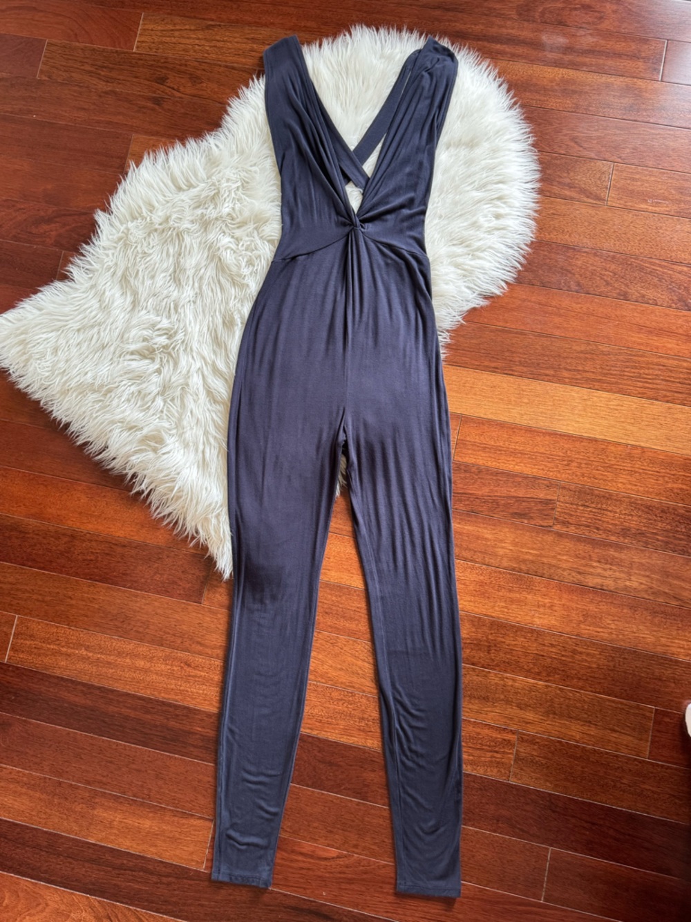 FREE PEOPLE ‘Intimately’ navy blue twist front open back catsuit / jumpsuit S